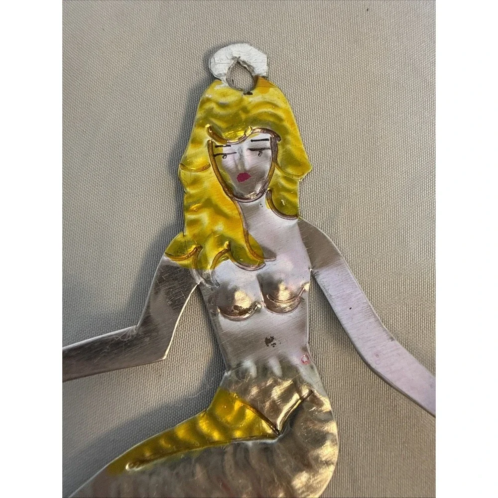 Vintage 3 Metal Mermaids Wall Decor Art Trio Gold Silver Toned Coastal Nautical
